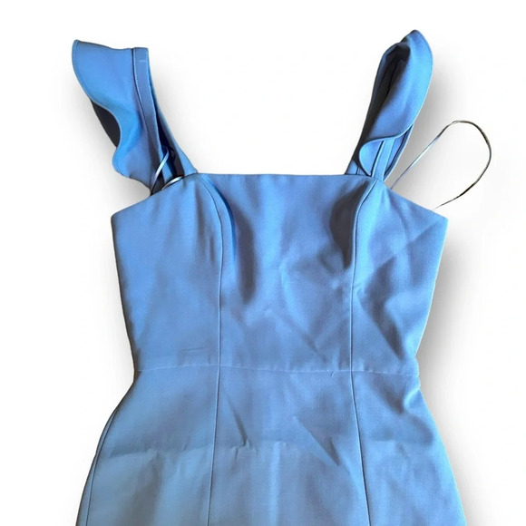 French Connection Whisper Ruffled Strap Dress Periwinkle Size 2 Paradiso Blue - Picture 3 of 10